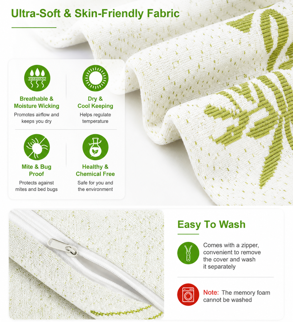 Almohada Cervical Elevora Bamboo — Ergonómica y Transpirable