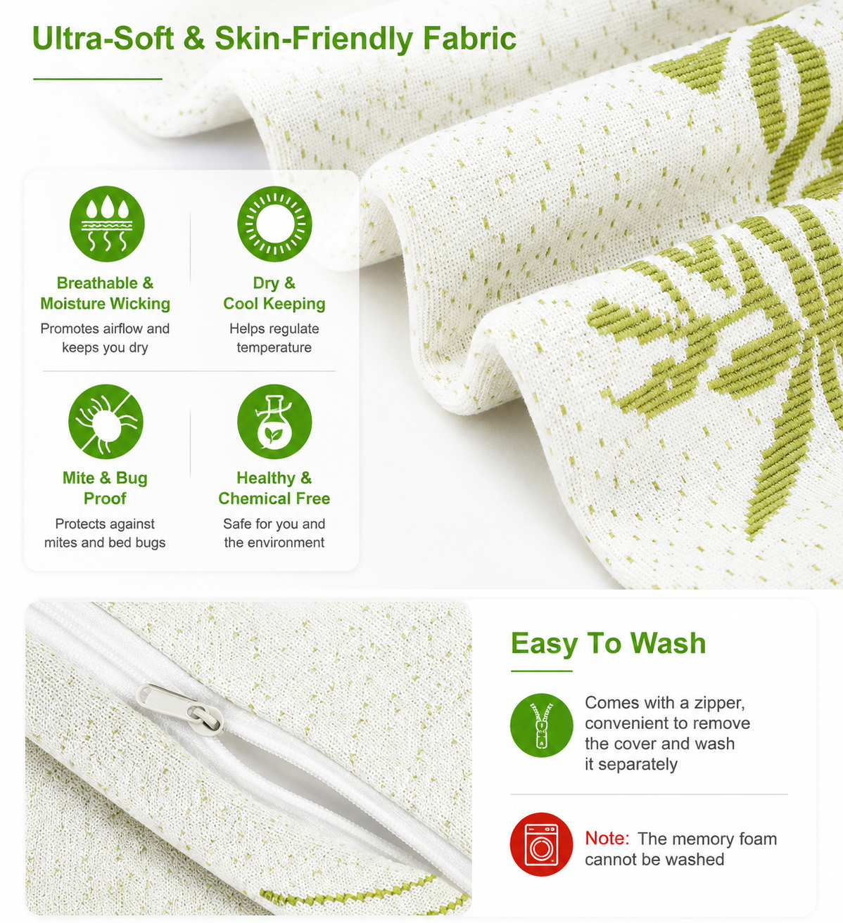 Almohada Cervical Elevora Bamboo — Ergonómica y Transpirable